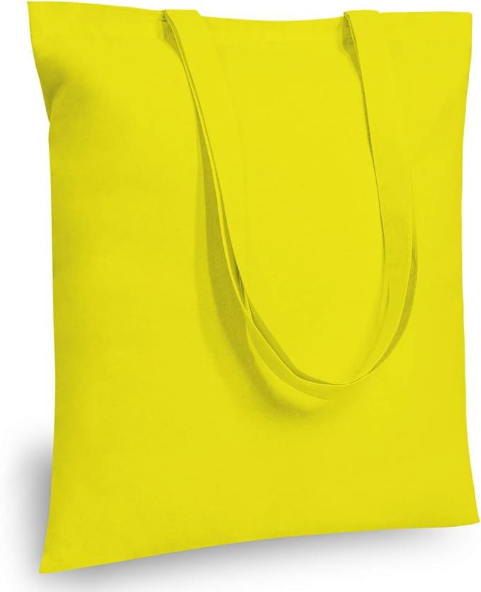 TOPDesign 6-Pack Economical 16"x15" Yellow Cotton Tote Bag, Lightweight Medium Reusable Grocery Shopping Cloth Bags, Suitable for DIY, Advertising, Promotion, Gift, Activity