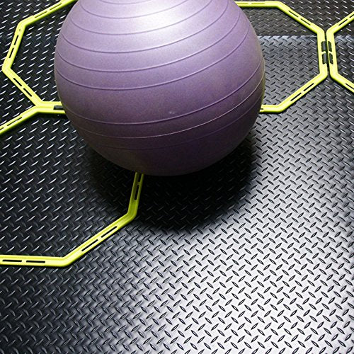 Rubber-Cal Diamond-Plate Rubber Flooring Roll - 3 mm x 4 ft x 10 ft Roll - Black - size: 120"L x 48"W x 0.1"Th