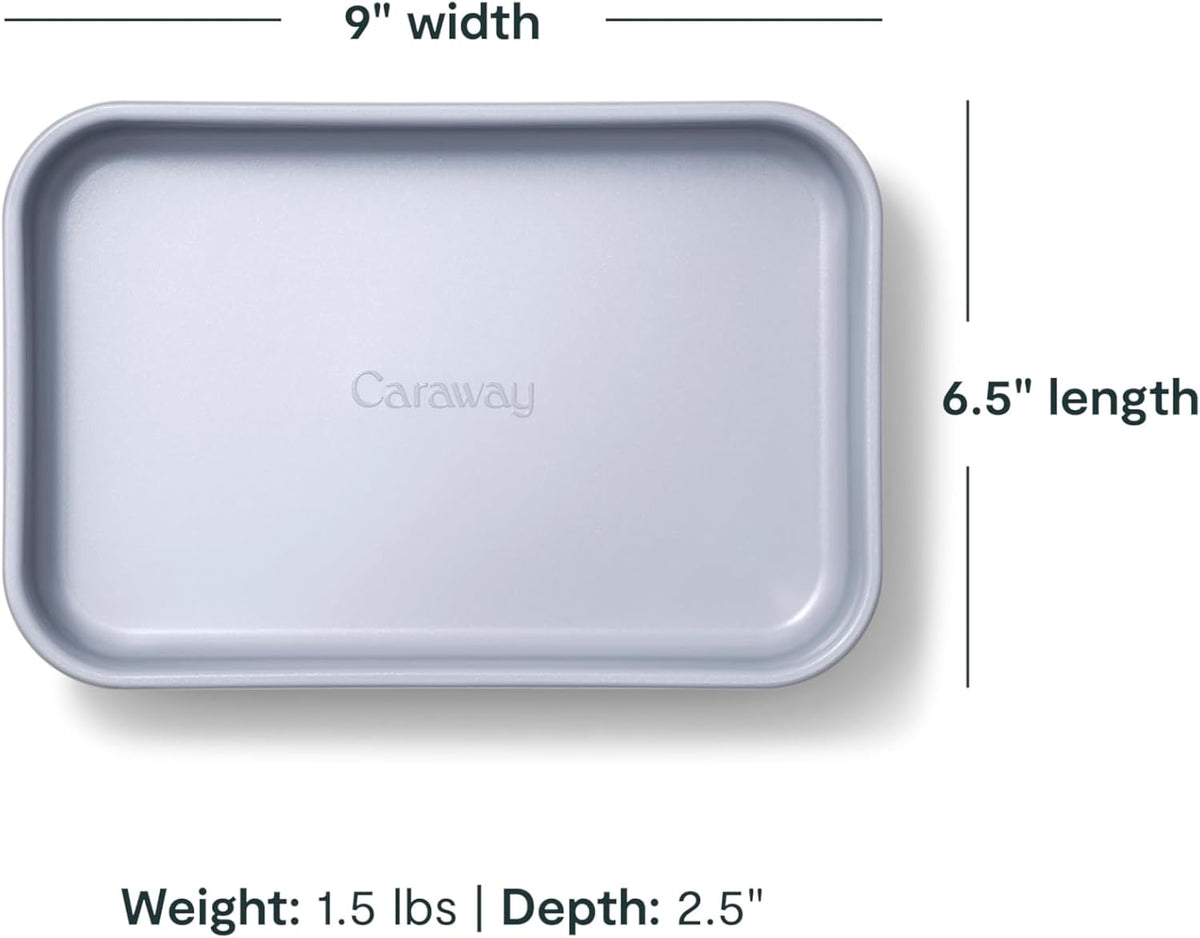 Caraway Nonstick 9” x 6.5” Small Rectangle Baking Pan Duo – Non-Toxic, PTFE & PFOA Free – Aluminized Steel Core – Deep Ceramic Baking Pan for Casseroles, Lasagna & More - Cream