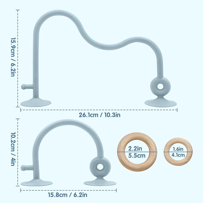 Montessori Educational Toys For Infant Toddlers, High Chair Toys With Suction Cups For Toddlers 0-6 M+ Food Grade Silicone Teething toy For Toddler 6M+, Parent-Child Baby Toy Set 12 18 M+ (Dusty Blue)
