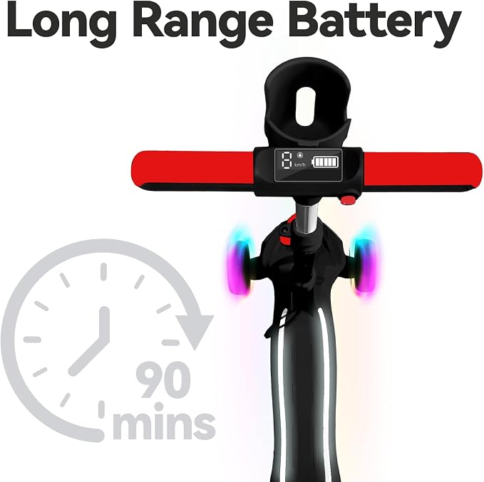 3 Wheel Electric Scooter for Kids Ages 3-10, w/Storage Basket, LCD Screen, Full Body Lights Up, Wide Deck, 5Mph Safe Speed, 90min Riding, Balance Foldable Kick Scooter for Boys & Girls