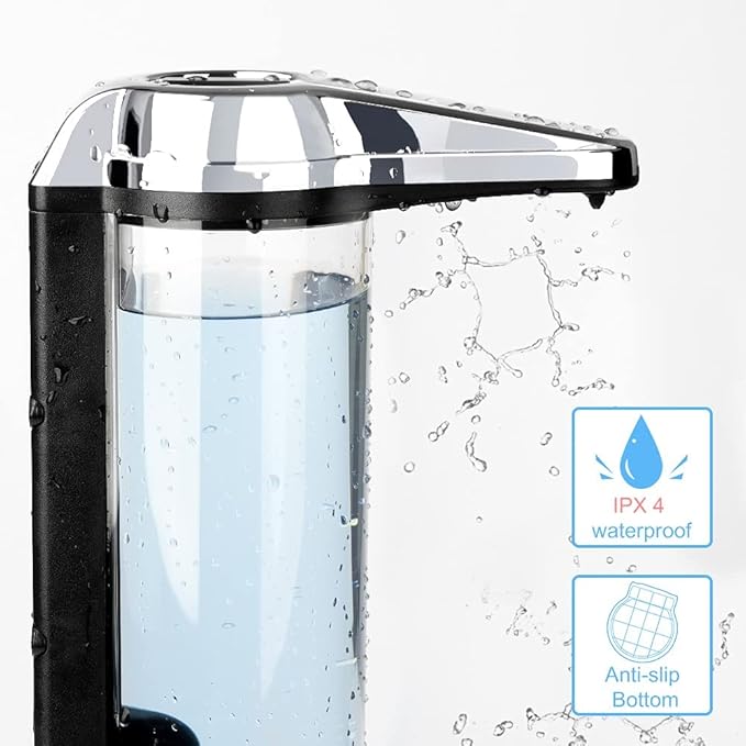 Secura 17oz Automatic Liquid Soap Dispenser, Touchless Battery Operated Hand Soap Dispenser with Adjustable Soap Dispensing Volume Control Dial, Personal Care Dispenser (Chrome)