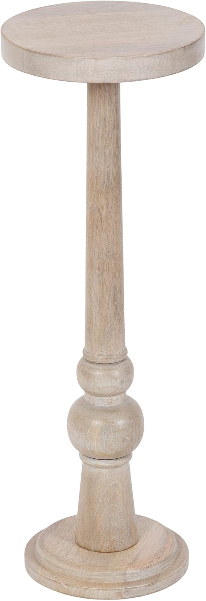 Kate and Laurel Wegner Coastal Wooden Round Drink Table, 8 x 23, Whitewash, Elegant and Durable Pedestal Table for Use as Small Drink Table, Plant Stand, or Decorative Item Display