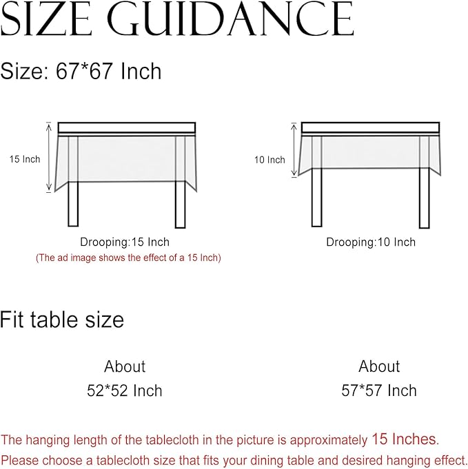 ISAENNE Designer Christmas Red Square Tablecloth,Linen Table Cloth with Snowflakes Pattern,Wrinkle Resistant Decor Tablecloths for Dining Kitchen Thanksgiving Christmas,67"*67"-Carol C