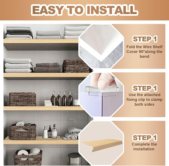 5 Pcs Wire Rack Covers 40x16x3 inch PVC Pantry Shelf Cover 0.31 inch Thick Removable Closet Wire Rack Shelf Covers,Decoration Kitchen Bathroom Office Shelving (Wood Color,40x16x3 inch)