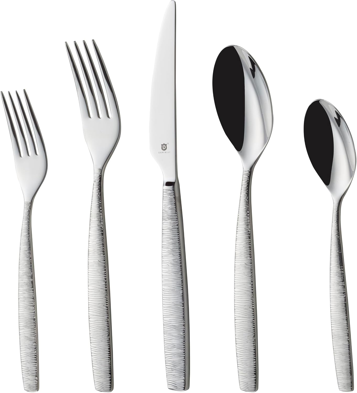 Engraved Silverware Set for 12 | 18/10 Stainless Steel Flatware with Mirror Finish and Engraved Handles | Heavy-Duty, Dishwasher Safe, Built to Last (60-Piece, Mezzano Engraved)