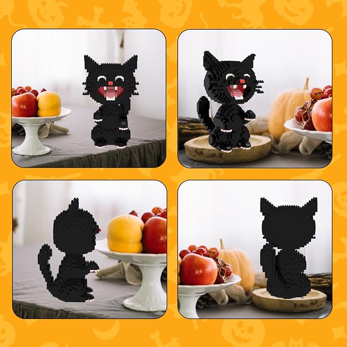 Larcele Micro Building Blocks Set, DIY Mini Building Toy Bricks for Age Over 12 Years, 1188 Pieces KLJM-05 (Black Cat 2)