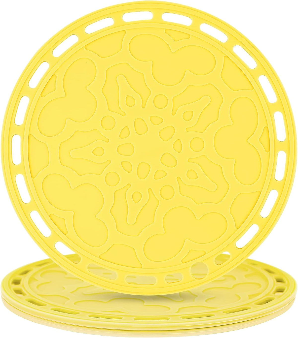 Smithcraft Silicone Trivets Mats Big Round Silicone PotHolder Hot Pads and Trivets for Hot Dishes and Hot Pots Holder, Hot Mats for Countertops, Tables, Spoon Rest Set of 3 Color Yellow