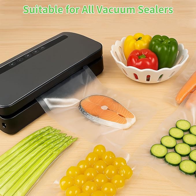 MakMeFre 300 Pint Size 6" x 10" Vacuum Sealer Bags with BPA Free and Heavy Duty,Great for Food Storage Vaccume Sealer PreCut Bag