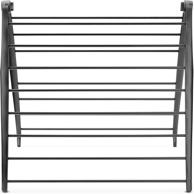 Whitmor Spacemaker Folding Drying Rack, Indoor Clothes Organizer with Patent-Pending Design, Space Saving, 6" L x 26" W x 51.5" H, Black