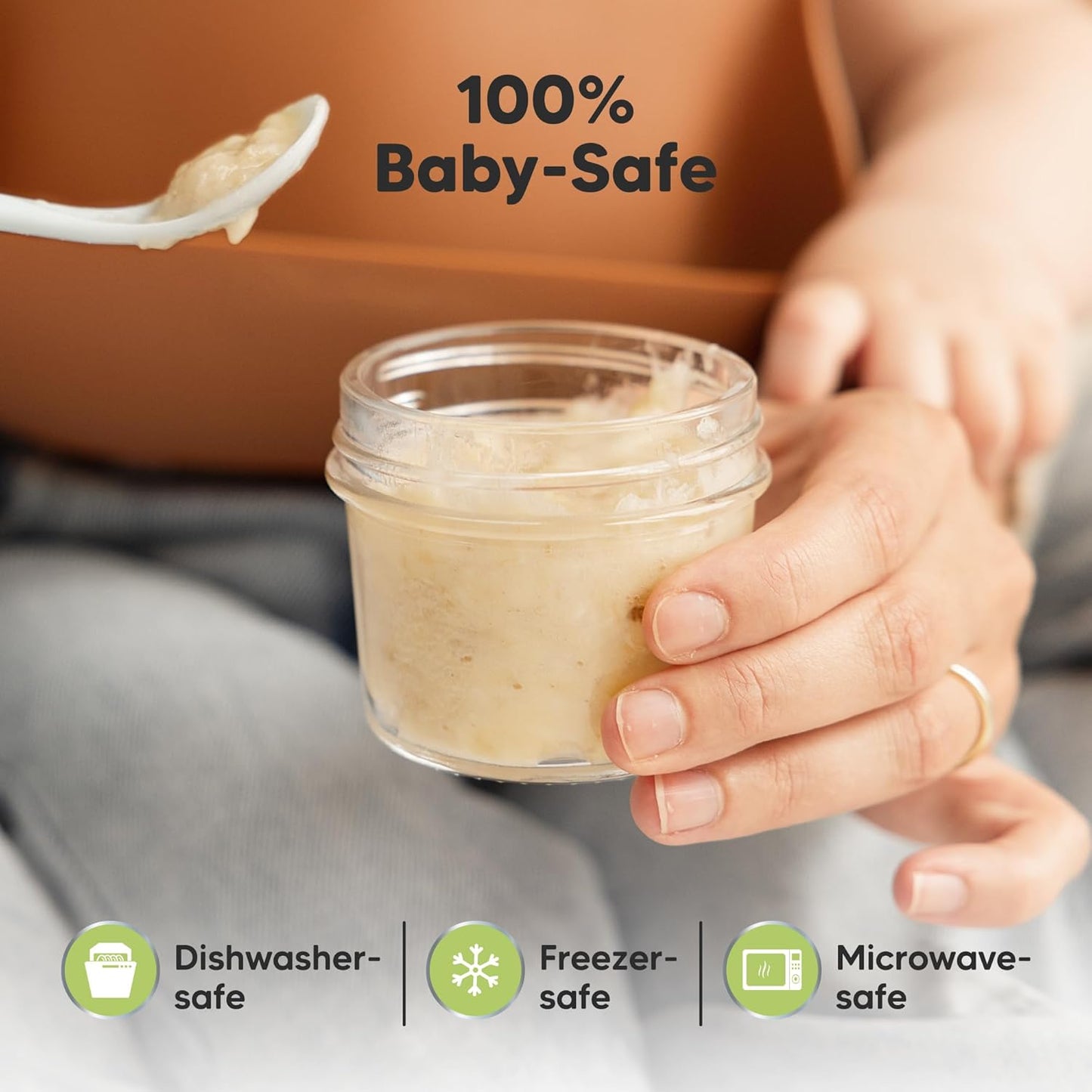 KeaBabies 12pk 4oz Glass Baby Food Containers with Lids - Leak-Proof, Microwavable Small Glass Jars, Baby Purees & Toddler Snack Storage Containers, BPA-Free, Dishwasher & Freezer Safe (Musk Dusk)