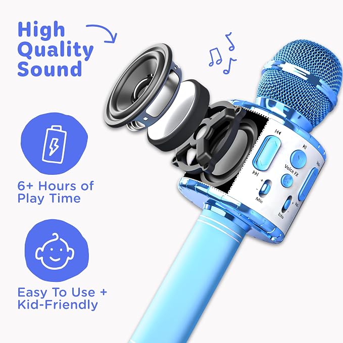Move2Play, Kids Karaoke Microphone | Includes Pre-Loaded Songs & Bluetooth | Kids Birthday Party Gift | Toy for All Ages 2, 3, 4, 5, 6+ Year Old Girls, Boys & Toddlers