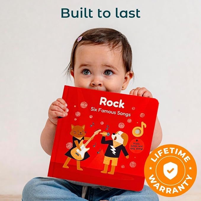 Cali's Books Rock Music Books for Toddlers 1-3 - Singing Button Sound Board Book for 2 Year Old Children, Musical Toddler Rock Songs Toys, 18 Month Interactive Learning Toy, USB-C Rechargeable