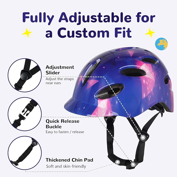 Kids/Youth Bike Helmet for Boys Girls and Teens, Adjustable and Multi-Sport for Bicycle, Kick Scooter, Skateboard, Roller/Inline Skate