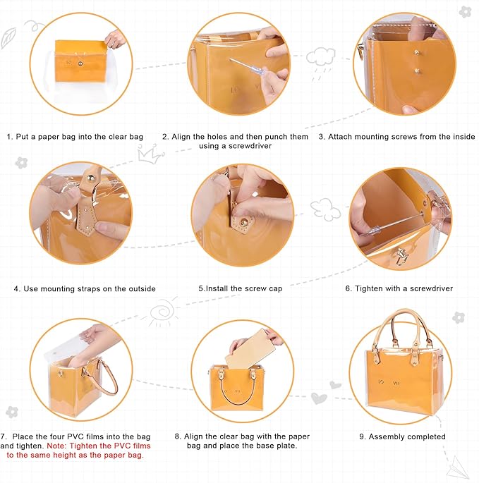 tusoo Clear TPU DIY Tote Bag Handbag Making Kit Handmade Gift Bags for Women, Handbag Tool Set Birthday Holiday Bag Making Kit (Clear-R)