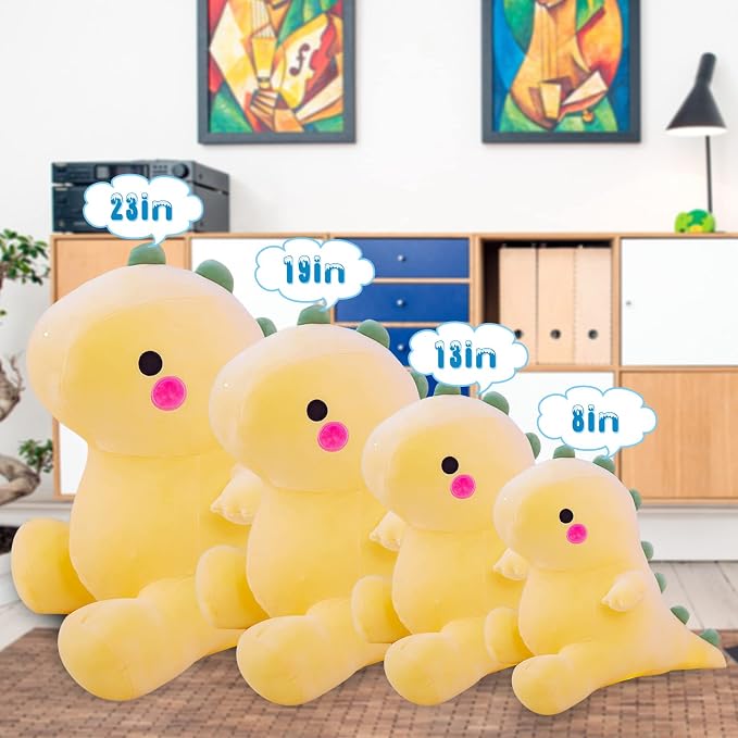 DUANMUL Plush Dinosaur Toy - 8in Stuffed Animal for Kids, Cute & Soft Dino Doll Gift (Yellow)
