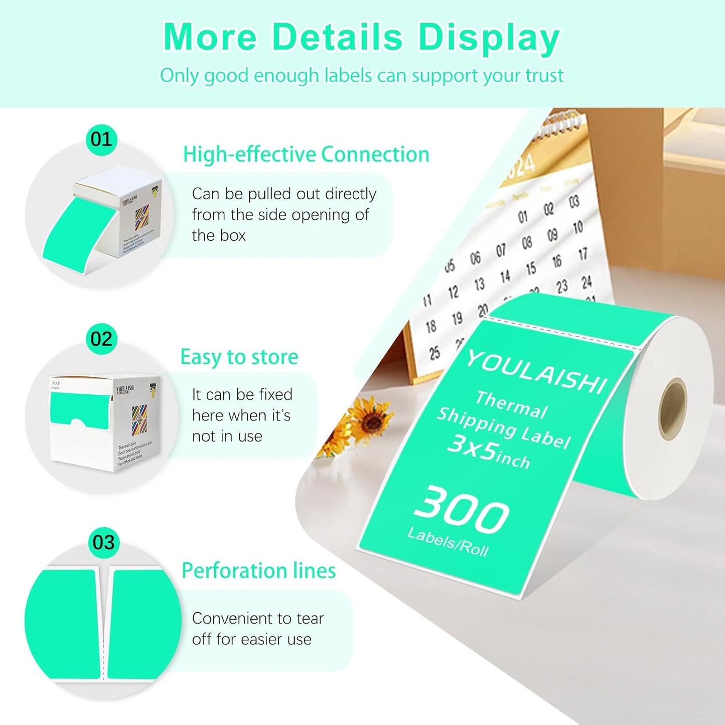 3 x 5 inch Home Moving Box Labels for Storage Bins 300pcs Colored Blank Label Sticker for Shipping Thermal Printer Color Coding Rectangle Moving Labels for Packing Boxes Watercolor Green