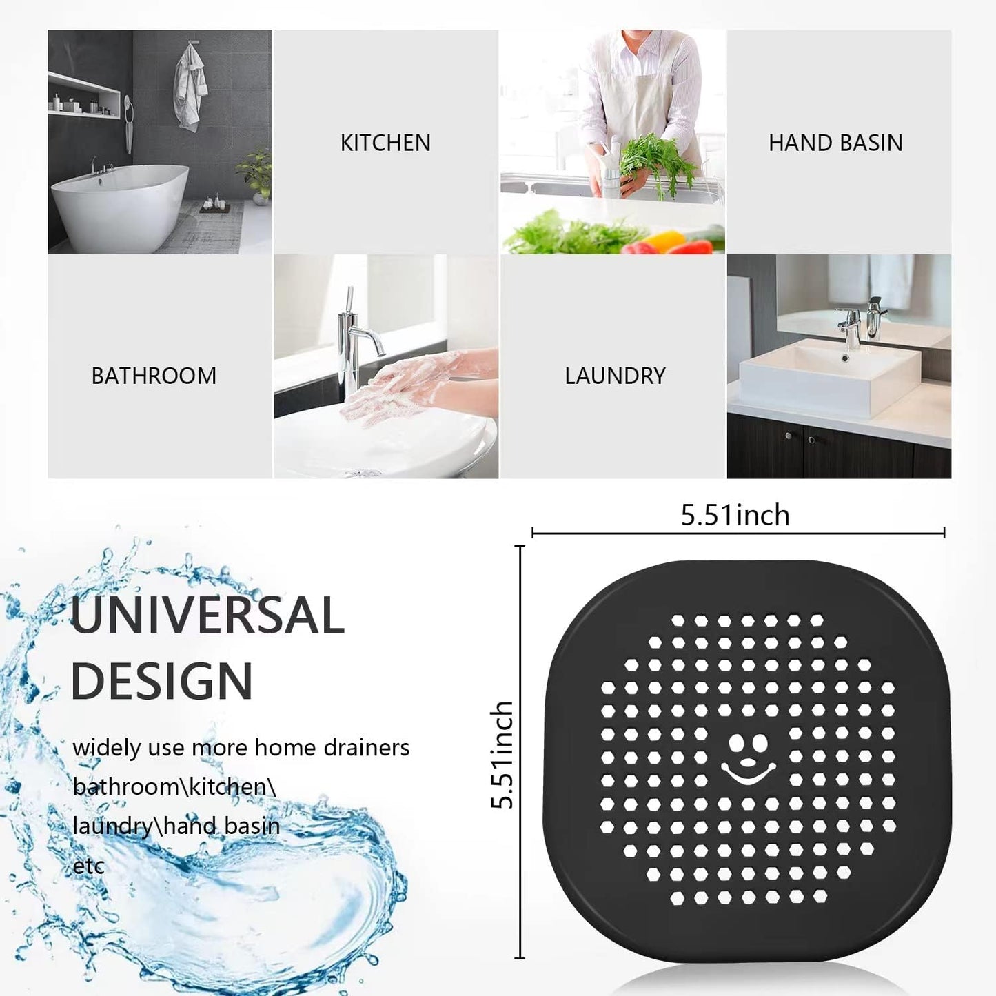 2 Pack Drain Hair Catcher Silicone Drain Protector Bathroom Accessories Hair Stopper Drain Cover for Shower Kitchen Bathroom Tub Pink