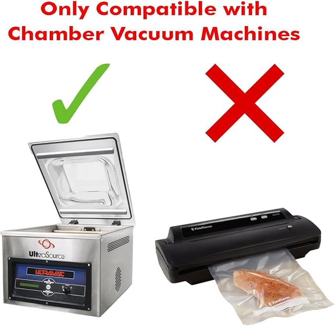UltraSource - Chamber Machine Pouches 3 Mil Thickness, 10" x 18", Pack of 500 Vacuum Chamber Pouches, BPA-Free Pre-Cut Chamber Vacuum Sealer Bags with tear notch