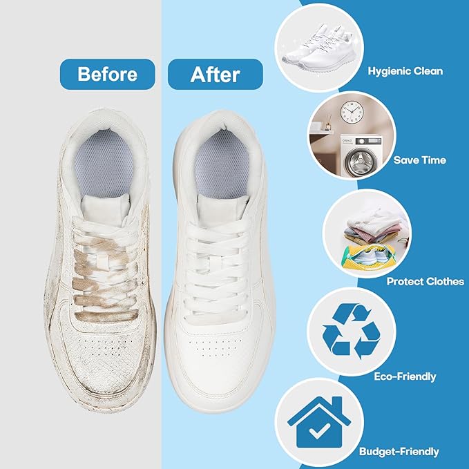 Shoe Washing Machine Bag: Laundry Shoe Bag for Washer and Dryer - 2pc Reusable Shoe Cleaning Bag for Sneaker Tennis Shoes Unstain Cleaner Kit (Yellow 2pcs)