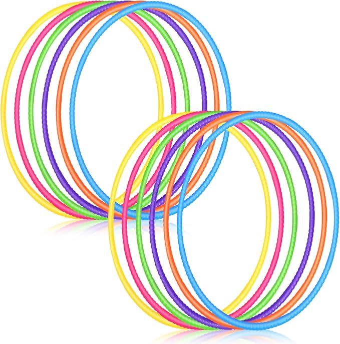Sratte 12 Pcs Toy Hoop for Kid - Detachable & Adjustable Colored Hoop Exercise Ring Plastic Circle for Kid, Teen Gymnastics, Dog Agility Equipment, Require Self Assembly (Stylish Colors, 32 Inch)
