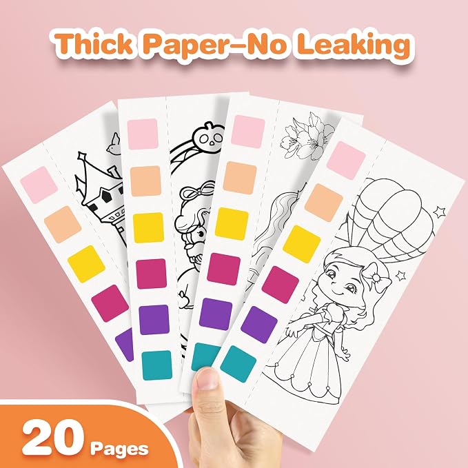 Paint with Water Coloring Books for Kids - 3 Pack, Pocket Mess Free Watercolor Painting Kit, Water Color Paint Set Arts and Crafts Gift for Girls Ages 4 5 6 7 8+, Travel Activity Toy