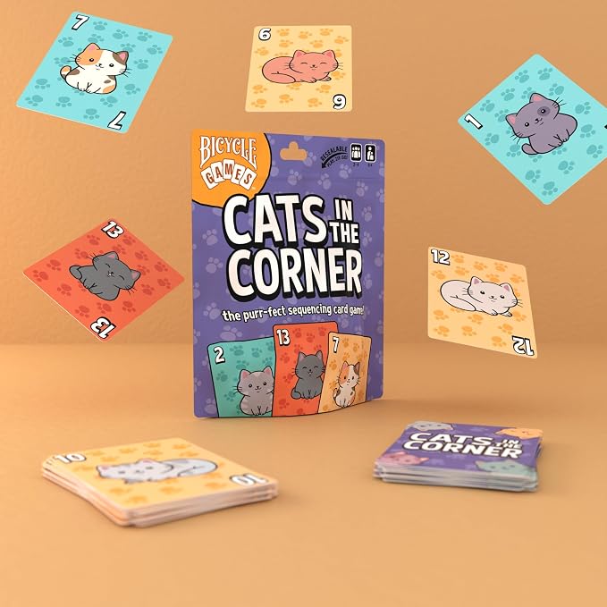 Bicycle Cats in the Corner Card Game – Family-Friendly Party Solitaire Card Game for Kids, Teens & Adults, Easy-to-Learn Strategy Gameplay, Fun Cat-Themed Game Night Activity
