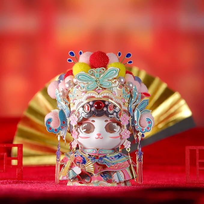 MU 3D Metal Puzzles The Chinese Opera Diva Kitty Cat Figures Model Assembling, Metal Models Kits Miniature Building for Adult, Hobby Birthday New Year Gifts Collectibles Home Decor