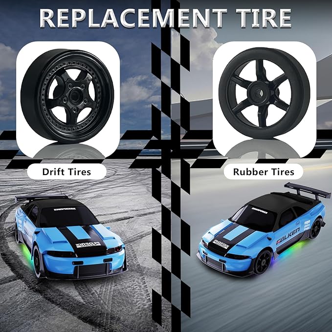 Remote Control Car RC Drift Car 2.4GHz 1:24 4WD 15KM/H High Speed Racing Sport Car with LED Lights Drifting Tire Racing Sport Toy for Adults Boys Girls Kids Gift
