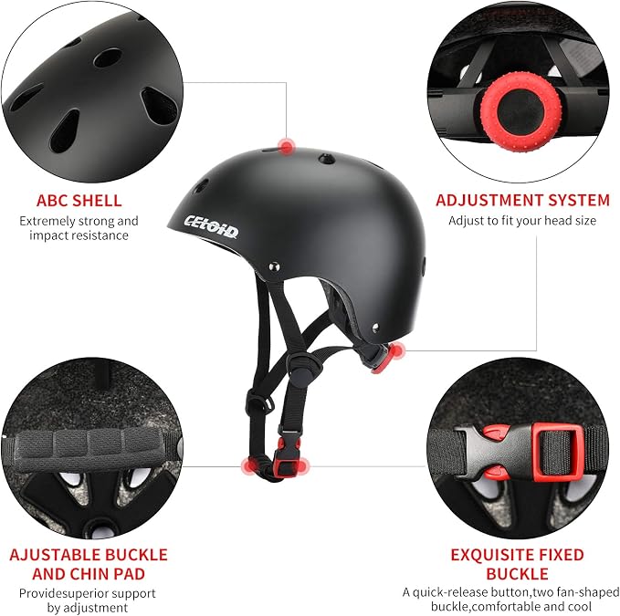 Kids Bike Skateboard Helmet Pad Set,Toddler Cyling Protective Gear Knee & Elbow Pads Wrist Guards for 5-8-10-12-14-16 Years Girls Boys Bicycle Scooter Roller Skate Inline Skating Rollerblading
