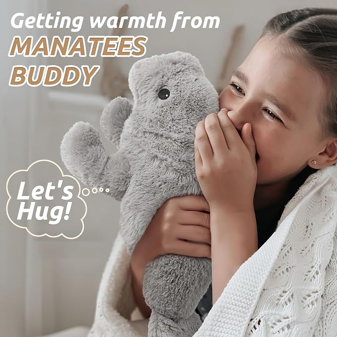 Manatee Stuffed Animals, Microwavable Stuffed Animal Adorable Fluffy Manatee Plush for Warmth Comfort, Heatable Coolable Lavender Scent Toy, Cute Soft Plushie Gift for Kids Adult & Children Boys Girls