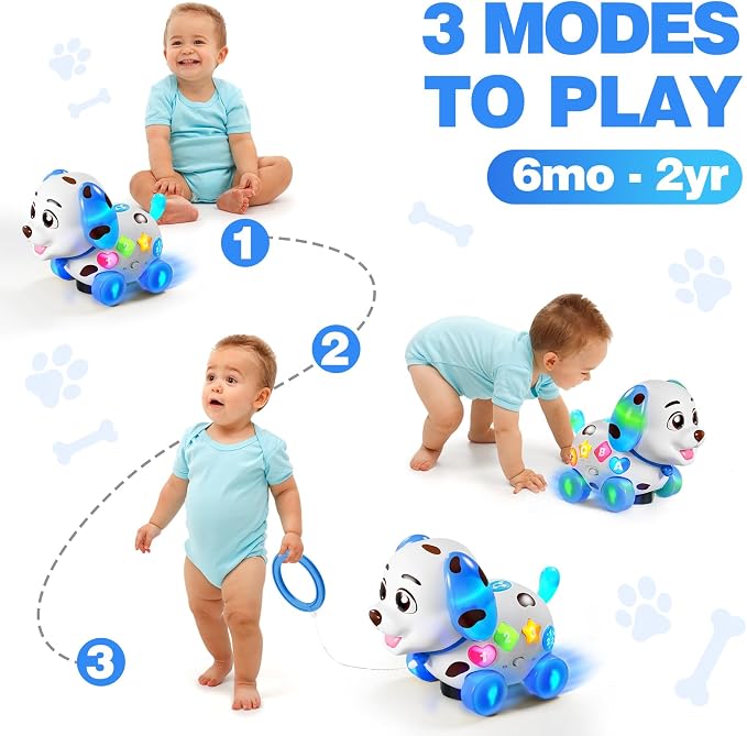 HumorPlay Musical Puppy Baby Toy 6-12-18 Month, Crawling & Walking Toys for 1 Year Old Boy Girl Gifts, Birthday Gift for 1 Year Old Boy Toy, Bilingual Infant Present for 6 7 8 9 10 Month