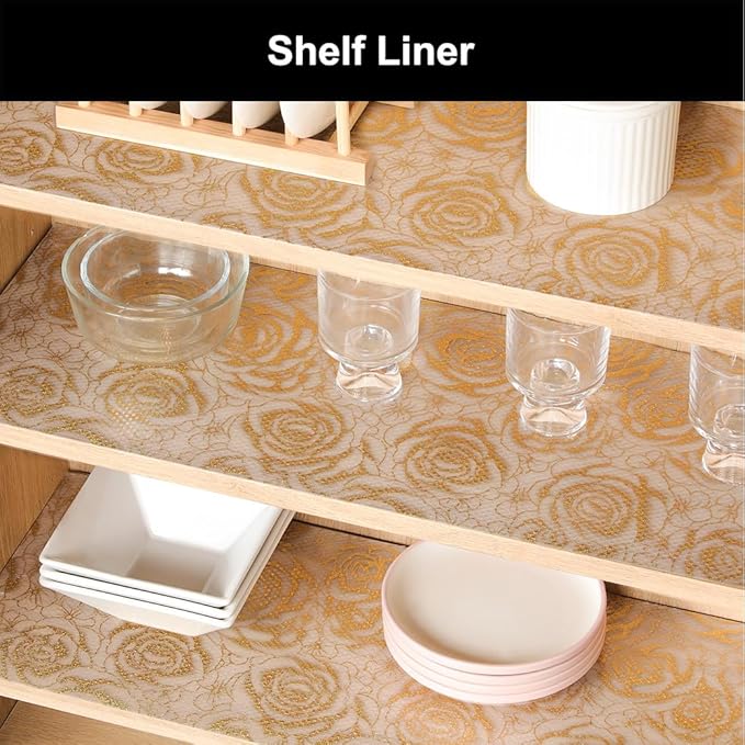 Cooyes Shelf Liner – Premium Non-Adhesive Cabinet & Drawer Liner for Kitchen – Waterproof Shelf Paper with Modern Pattern – Durable EVA Cabinet Mat – Easy to Cut （24" W x 120" L）