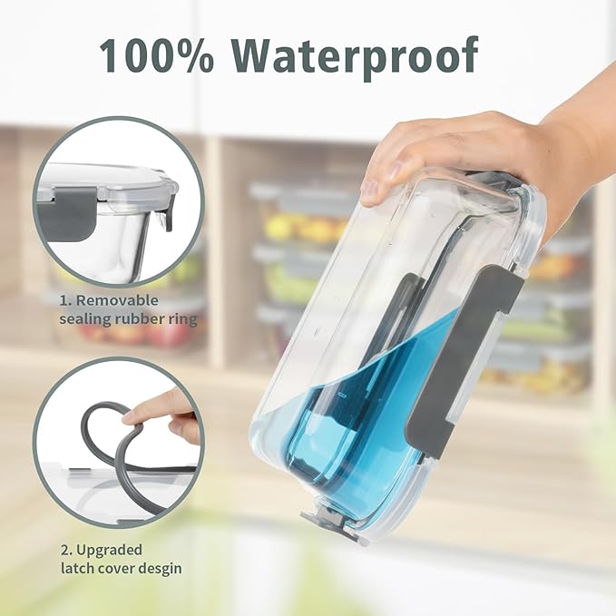 Glass Food Storage Containers with Lids,20 Pieces Glass Storage Container sets,Meal Prep Container,Airtight Glass Lunch Containers,Leakproof,BPA Free(10 lids & 10 Containers)