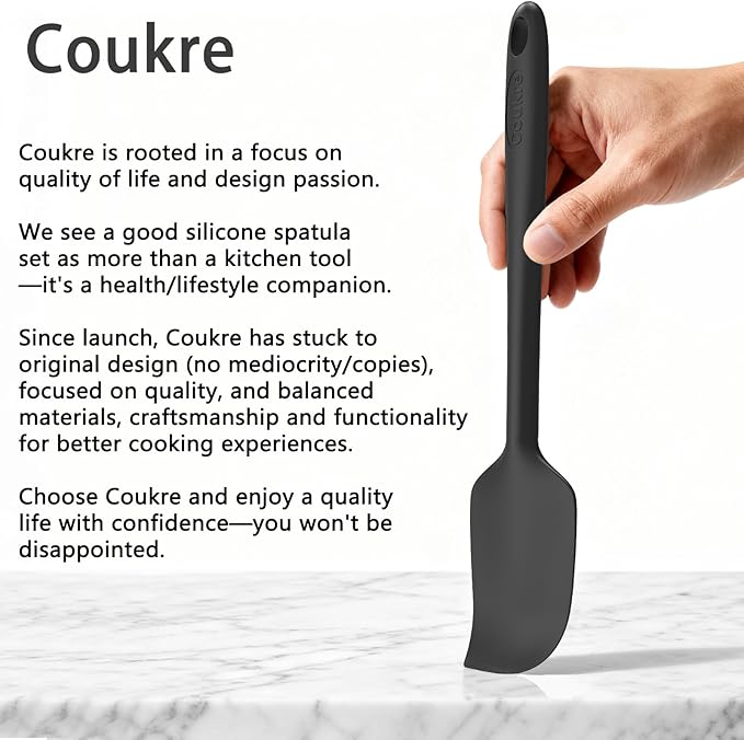 Coukre Silicone Spatula Set of 5,High Temperature Resistant, Food Grade Silicone, Dishwasher Safe, for Baking, Cooking (Pure Wine)