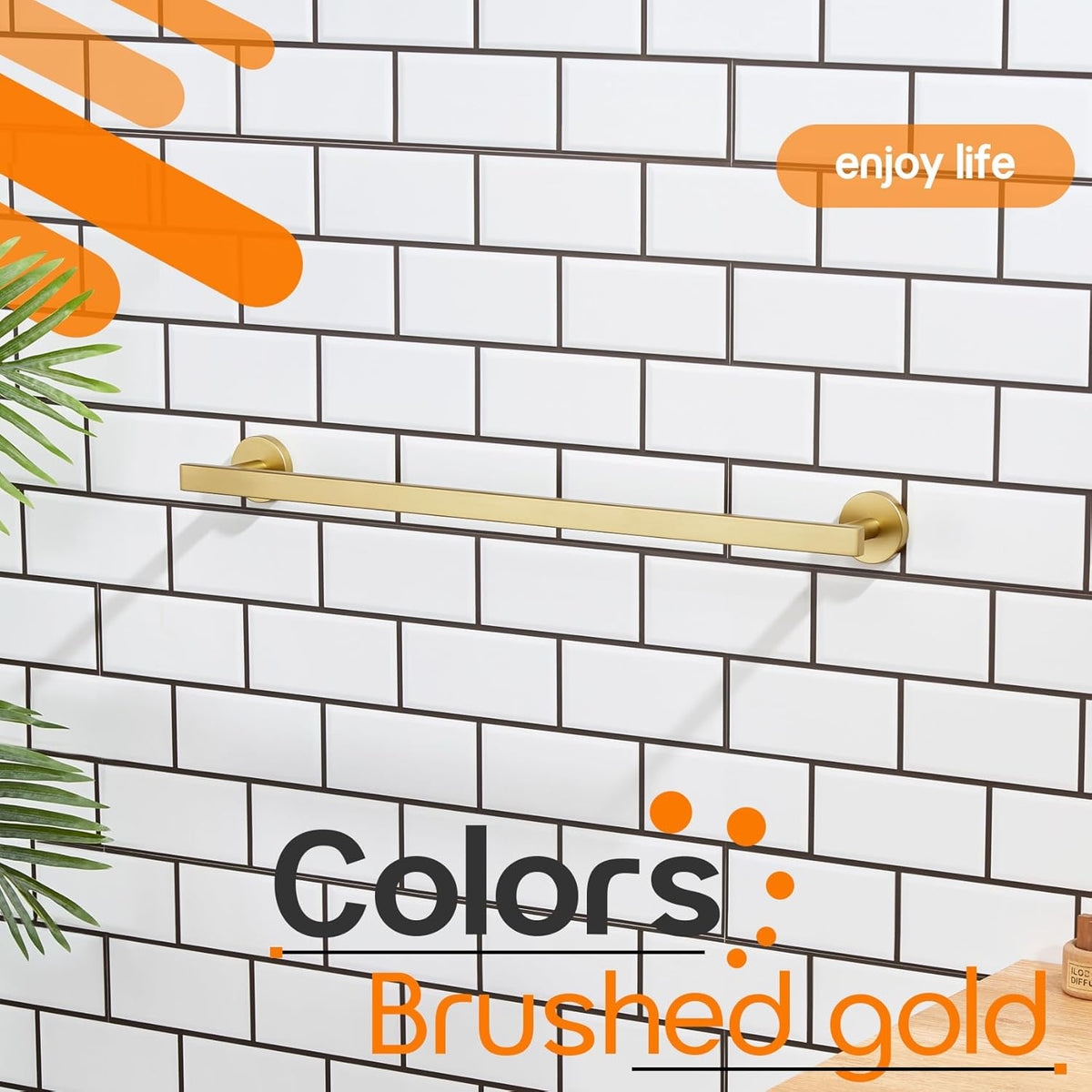 24 Inch Bathroom Towel Bar Bath Towel Rack Kitchen Towel Holder Towel Rails Wall Mounted SUS304 Stainless Steel 2 Pack Brushed Gold AN4001GD-L24-P2