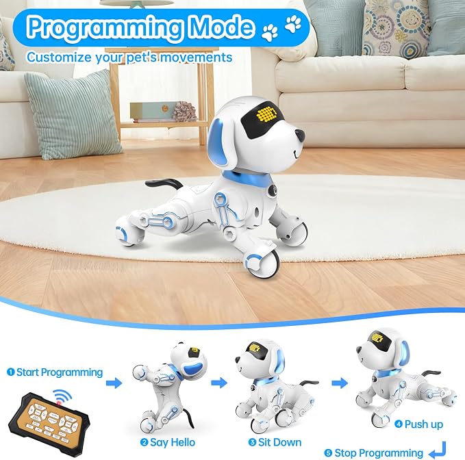 Dwi Dowellin Robot Dog for Kids 8-12,Remote Control Smart Robotic Dogs Pet Puppy Robotic Toy,Interactive Touch Walking Talking Toys for Boys Girls Christmas Birthday Gifts