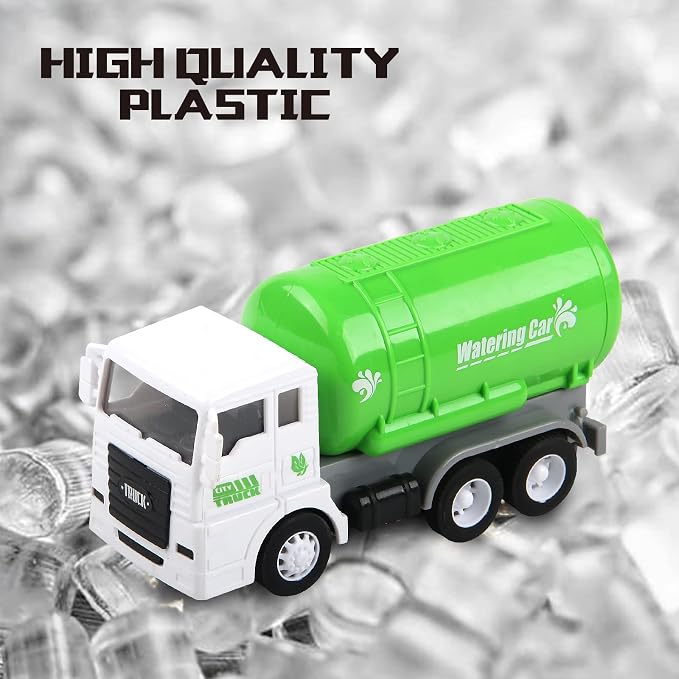 Garbage Truck Toy, 3 Pack Friction Powered Waste Management Garbage Truck Game with Front Load Dumpster, Back Dump Garbage,4 Trash Bins with 108 pcs Trash Cards, Gift for 3+ Years Old Kids
