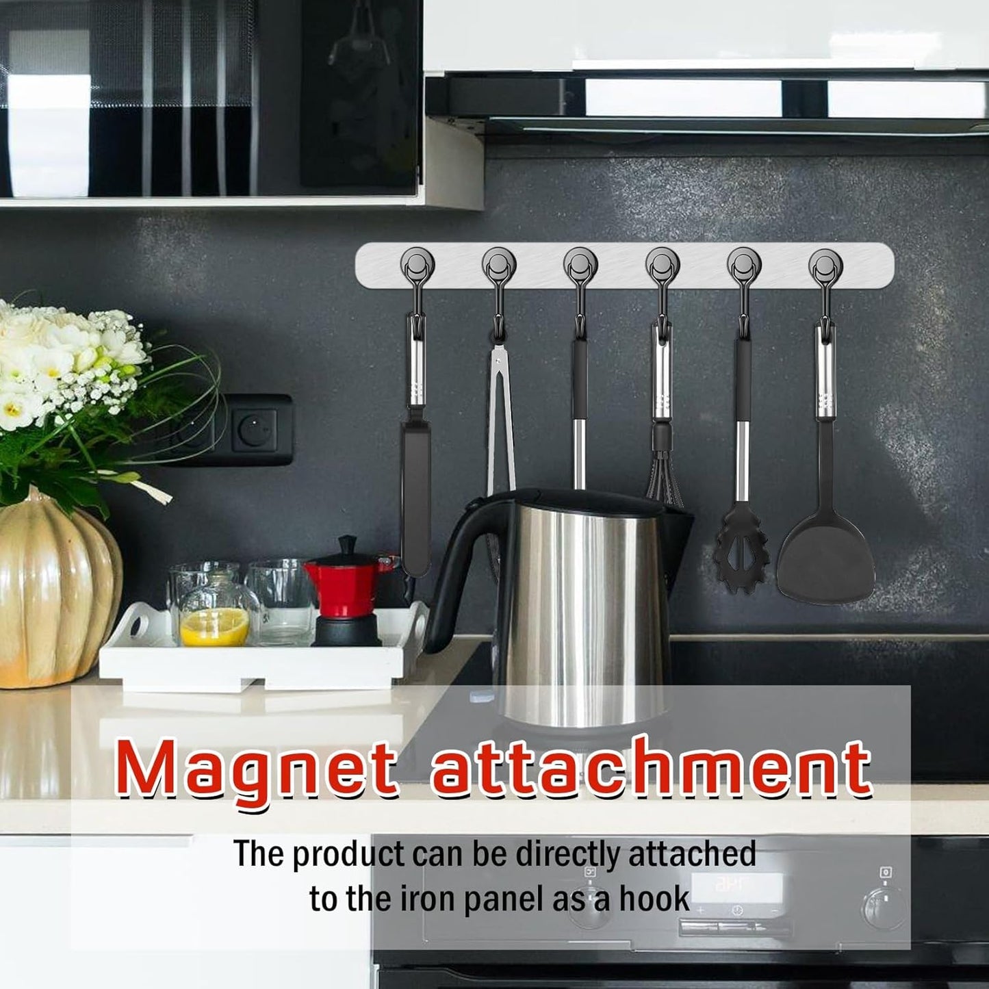 FINDMAG 50 Pack Magnetic Hooks, 30lbs+ Magnetic Hooks Heavy Duty for Cruise, Strong Magnet Hooks for Fridge, Neodymium Magnets with Hooks for Kitchen, Grill, Home, Garage, Toolbox (Black)