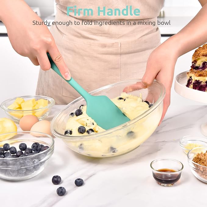 U-Taste 11.38" Silicone Baking Spatula: 480ºF Heat Resistant Food Grade Flexible Rubber Kitchen Bowl Scraper, Seamless Pastry Spreader for Mixing Stirring Scraping in Nonstick Cookware (Aqua Sky)