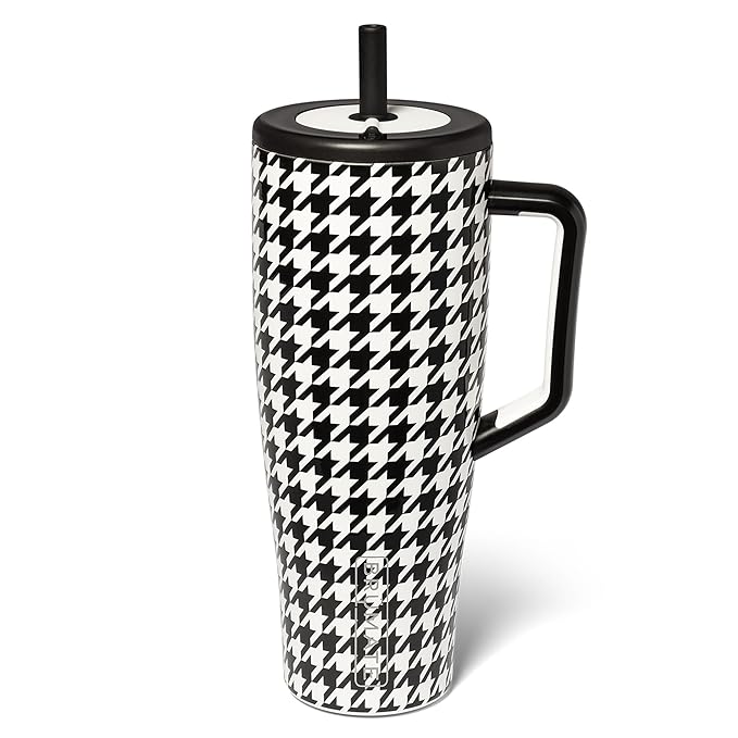 BrüMate Era 40 oz Tumbler with Handle and Straw | 100% Leakproof Insulated Water Bottle Tumbler with Lid and Straw | Made of Stainless Steel | Cup Holder Friendly | 40oz (Houndstooth)
