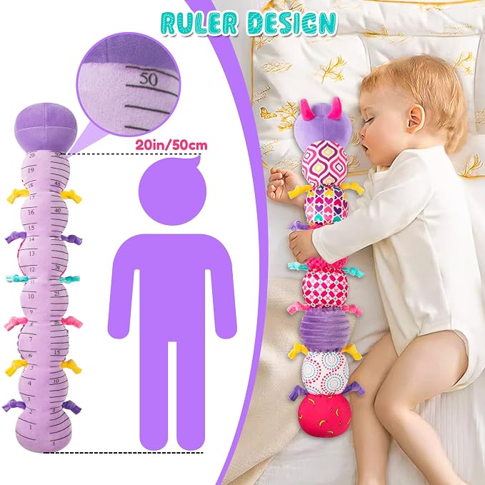 Baby Stuffed Animal Toys for 0-6 6-12 Months, Baby Musical Caterpillar Tummy Time Toys for Babies 3 6 9 12 18 Months, Newborn Infant Sensory Toys Gifts for 1 2 Year Old Boys Girls