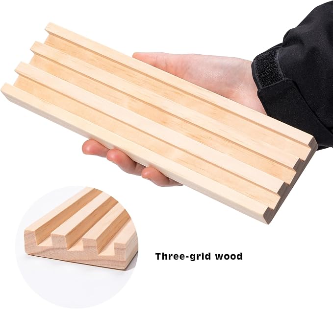 Wooden Domino Holders for Classic Games, Set of 6 Domino Racks for Family Tile Games, Mexican Train Accessories Domino Trays