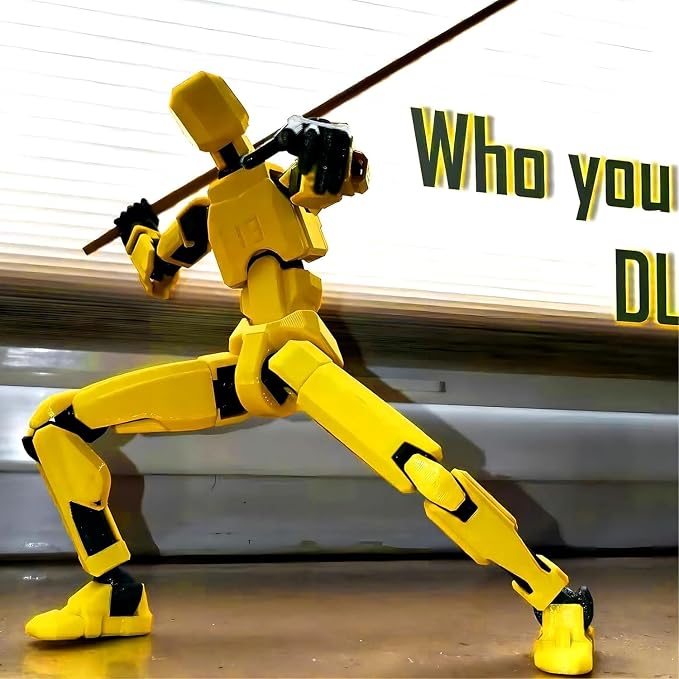 Dumwick Assembly Completed Titan 13 Action Figure Set,Titan 13 Robot Action Figures 3D Printed Multi Jointed Movable,Nova 13 Action Figure,Decorations for Action Figures (Yellow,1pc)