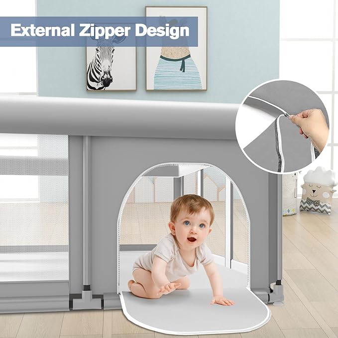 Large Baby Playpen for Babies and Toddlers, Playpen 74×50, Large Baby Play Yards Indoor & Outdoor, Sturdy Safety Baby Play Pen with Soft Breathable Mesh, Toddlers Activity Center with Anti-Slip Base