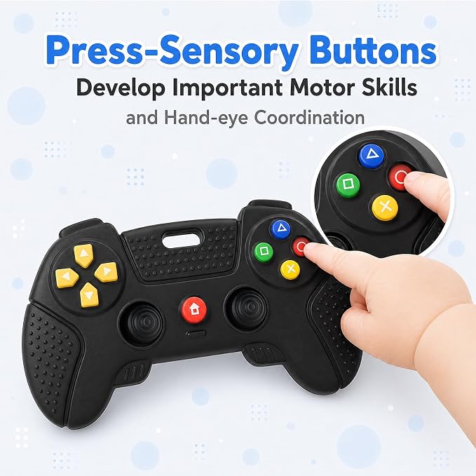Baby Silicone Remote Game Controller Teether, 2pack Teething Toy for Baby 3 6 12 18 Months, Baby's Chew Toys, Food Grade Silicone Teething Toys for Infants, BPA Free, for Babies Gum Relief