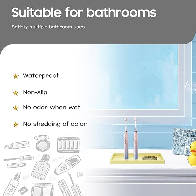 Vanity and Bathroom Tray, 6.3" ABS Countertop Organizer,Waterproof Vanity Tray for Toilet Tank,Perfume,Soap,Keys,Bathroom Accessories,Kitchen and Bath Trays,Non Slip Small Trays,Gold
