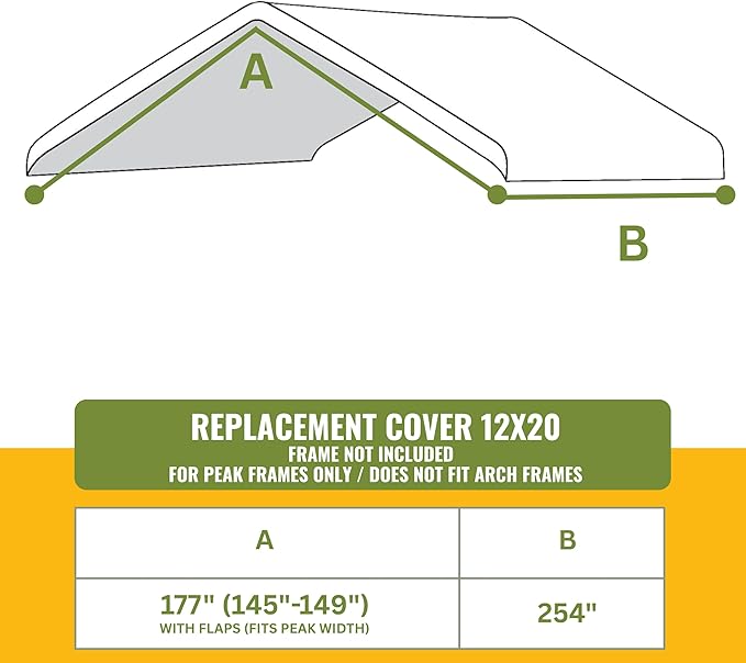 12x20 ft Carport Replacement Canopy Cover - Heavy-Duty Waterproof Tarp with UV Protection, Easy Install Canopy Shelter Top (Frame NOT Included)