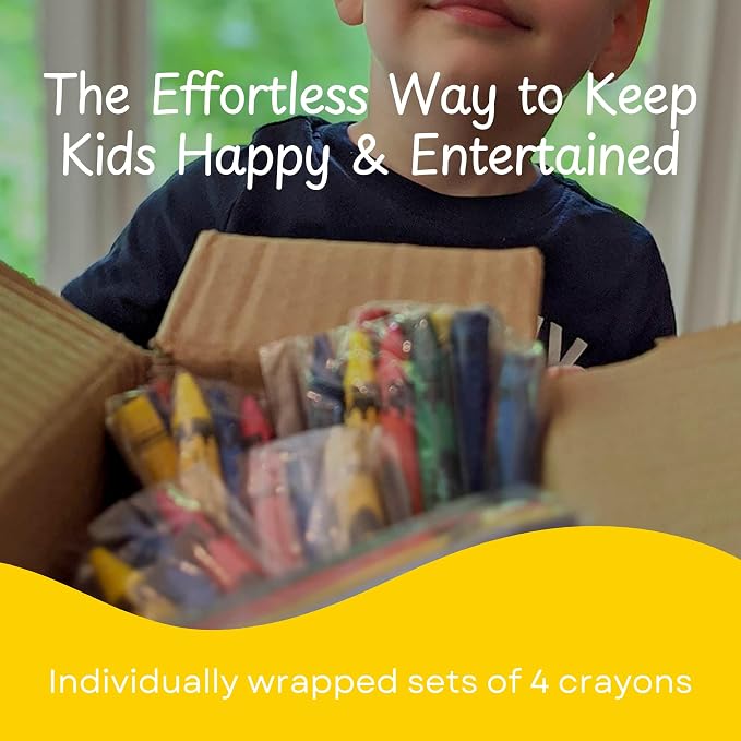 CrayonKing 300 Bulk Crayons, 75 Individually Wrapped 4-Packs | Non-Toxic, Perfect for Restaurants, Perfect for Classrooms, Perfect for Parties, Goodie Bag Fillers, 4 Assorted Colors