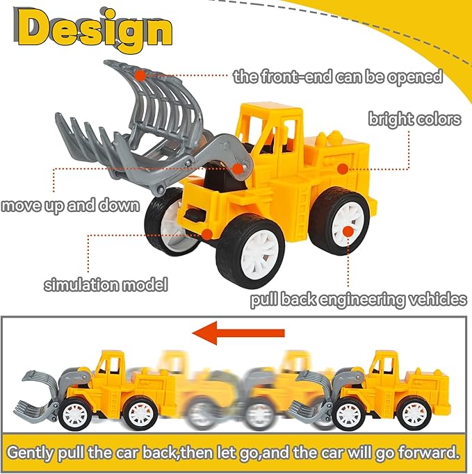 OJYUDD 24 Pcs Mini Construction Vehicles,Pull Back Engineering Vehicles,Play Figure Vehicles Toys for Birthday Party Favors,Gifts,Rewards